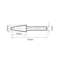 1 x Fräser HFL Rundkegelform für Stahl 10x20 mm Schaft 6 mm | Verz. 7 | TiAlN-beschichtet
