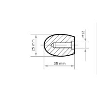 2 x HSS-Fräser MFE Tropfenform für Edelstahl/Stahl 25x35 mm M12-Gewinde | Verz. 3
