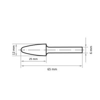 1 x Fräser HFF Rundbogenform für Kunststoff/Holz/Gummi 12x25 mm Schaft 6 mm | Verz. 1