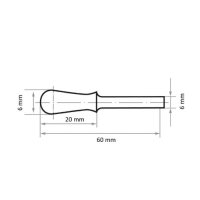 1 x HSS-Fräser MFK Keulenform für Edelstahl/Stahl 6x20 mm Schaft 6 mm | Verz. 3