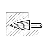 1 x Fräser HFG Spitzbogenform für Kunststoff/Holz/Gummi 6x18 mm Schaft 6 mm | Verz. 1