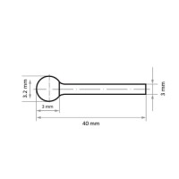 1 x HSS-Mini-Fräser MF Kugelform für Edelstahl/Stahl 3.2x3 mm Schaft 3 mm | Verz. 5