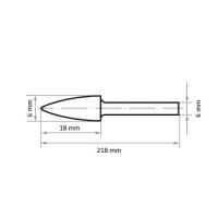 1 x Fräser HFG Spitzbogenform für Edelstahl/Stahl 6x18 mm Schaft 6 mm | Verz. 3 | langer Schaft
