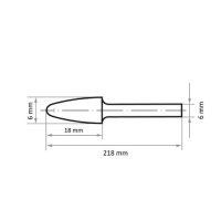 1 x Fräser HFF Rundbogenform für Edelstahl/Stahl 6x18 mm Schaft 6 mm | Verz. 3 | GSL 218 mm