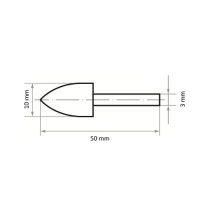 20 x Polierstift P3SP Spitzbogenform 10x12 mm Schaft 3 mm Filz für Polierpaste