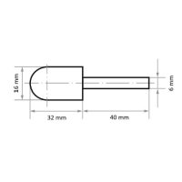 10 x Polierstift P2WR Walzenrundform 16x32 mm Korn 120 | Schaft 6 mm